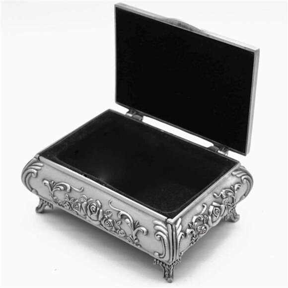 Rectangle Vintage Metal Jewelry Box Trinket Storage Organizer Gift Box Chest Box - Picture 5 of 7